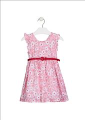 DRESS WITH ALL OVER FLORAL PRINT RED BELT GIRL LOSAN