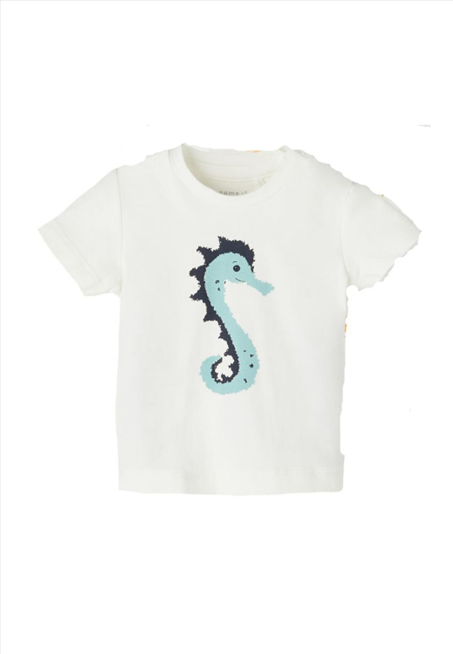 T-SHIRT IVORY SEA HORSE BABY NAME IT