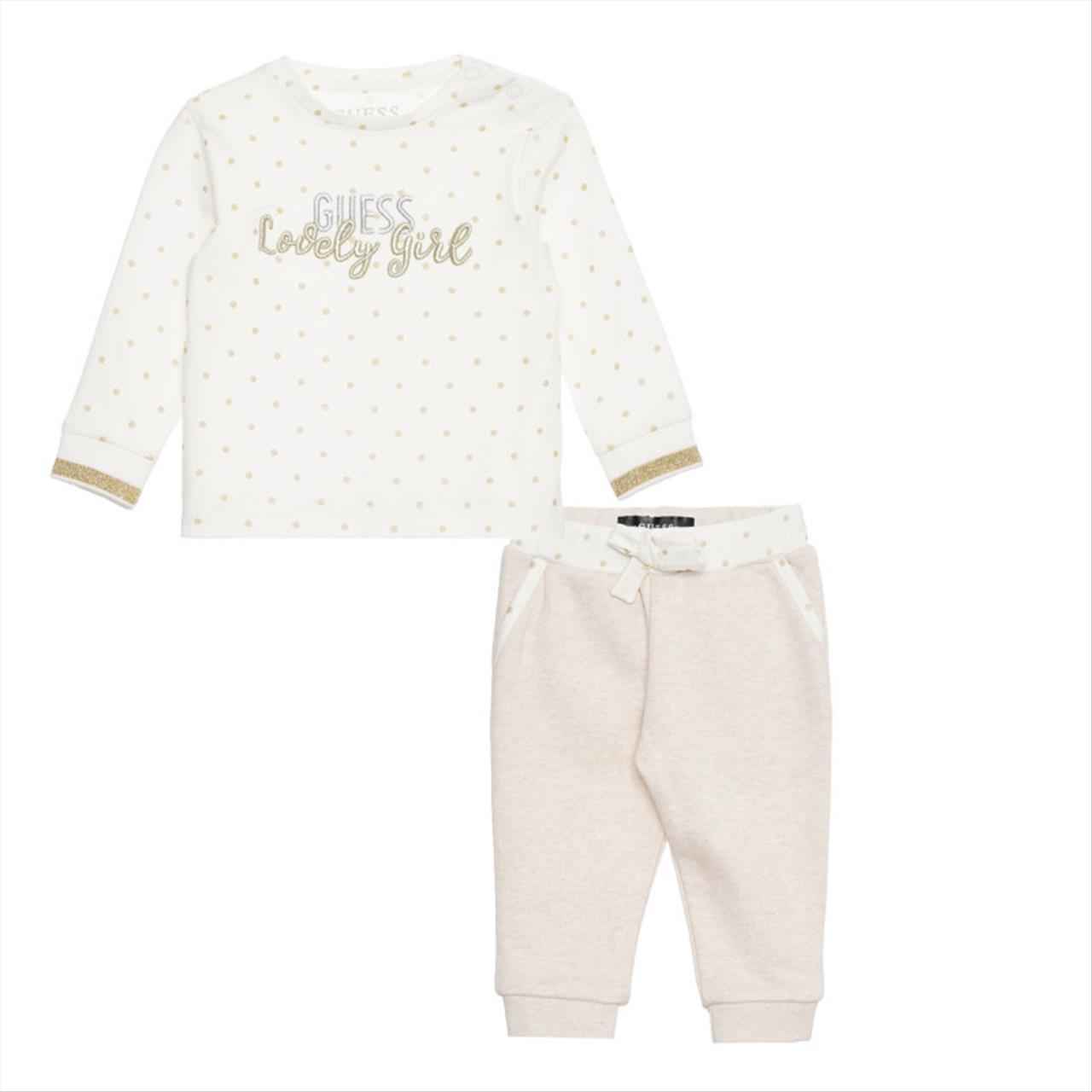 SET T-SHIRT&PANT BEIGE GOLD BABY GUESS