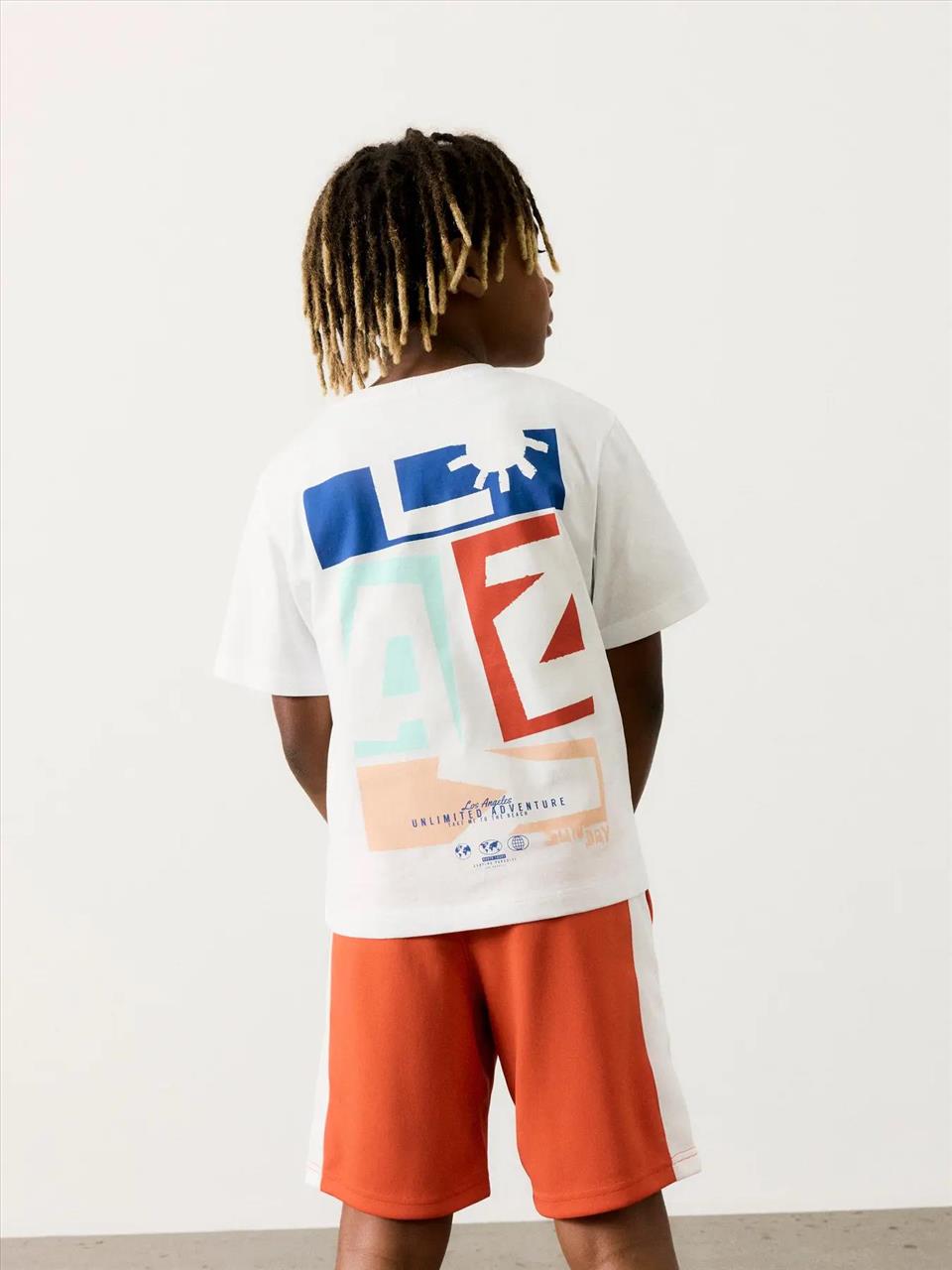 T-SHIRT K/M BACK PRINT WHT BOY NAME IT S7-14