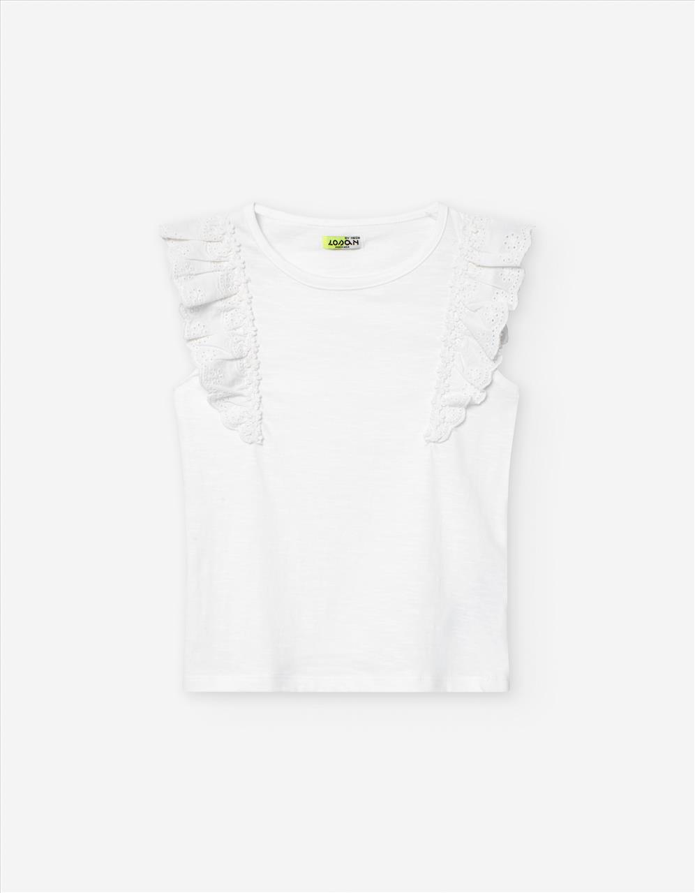 TSHIRT SALMON BRODERIE DETAILS KID GIRL LOSAN S3-12