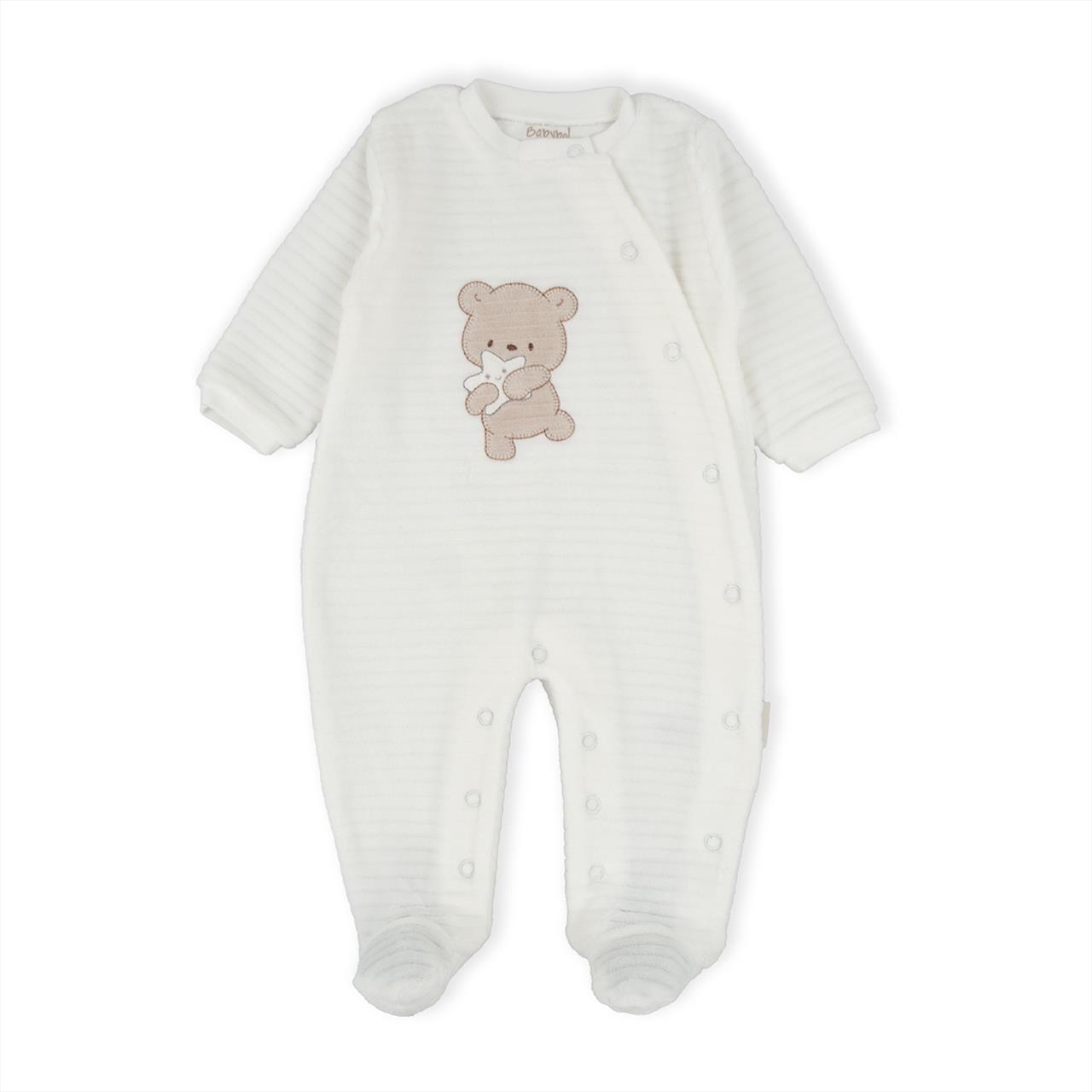 OVERALL VELOUR WHITE BABY BOY BABYBOL S1M-9M