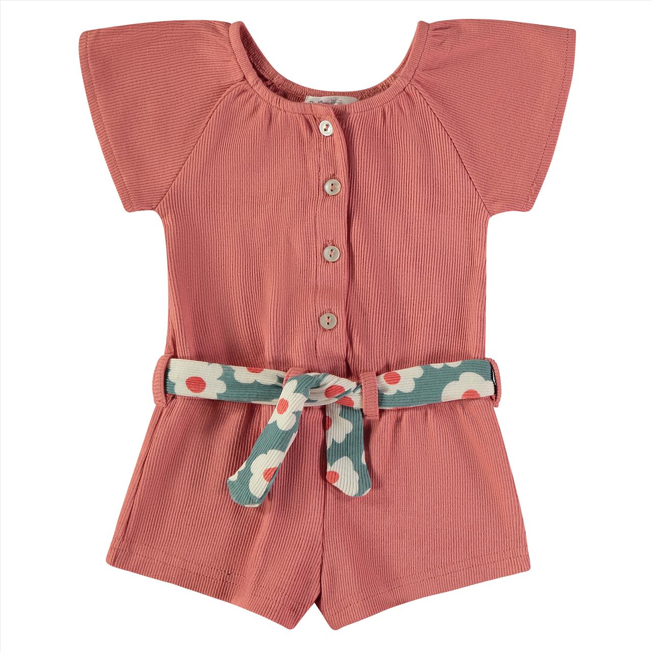 PLAYSUIT SHORT RIB CORAL GIRL BABYBOL S12M-8Y
