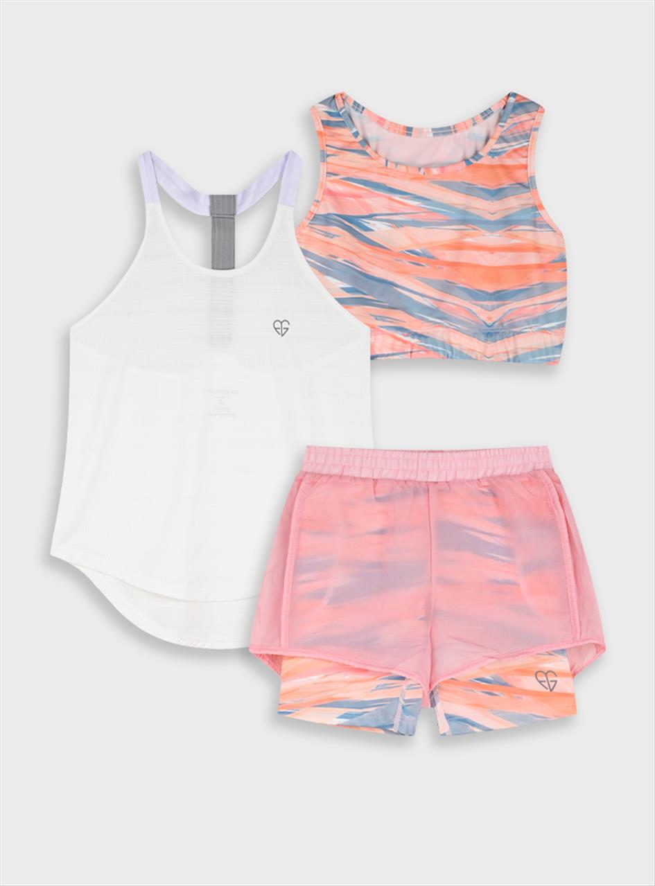 ΣΕΤ 3PCS TSHIRT-SHORTS PINK GIRL ENERGIERS S6-16