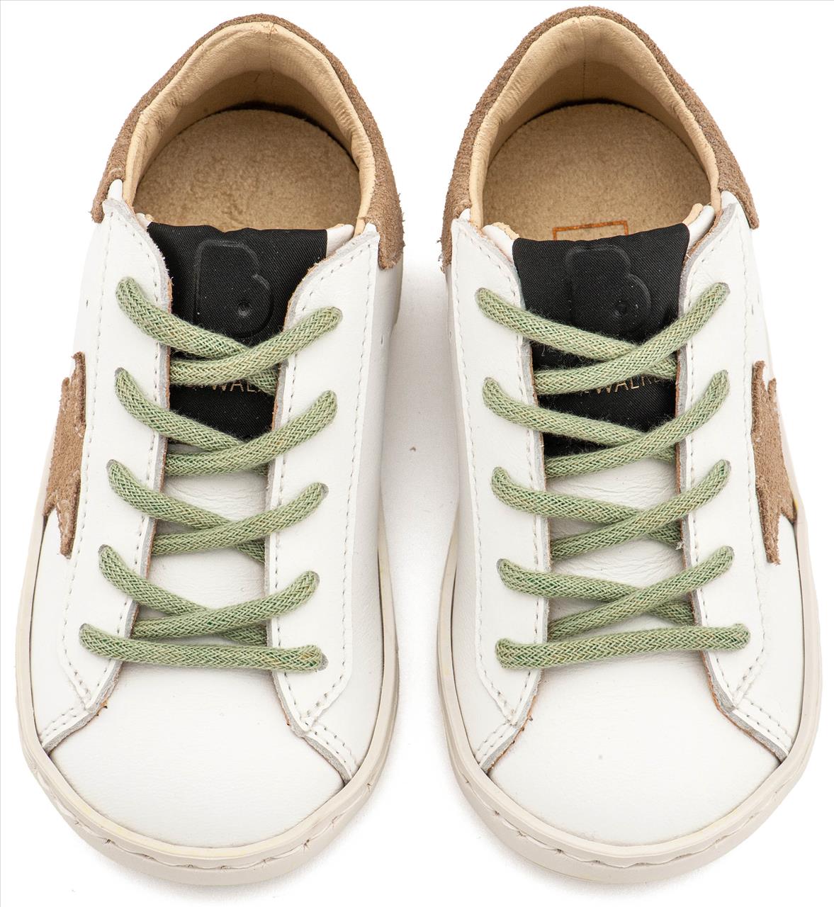 Τρίχρωμο Sneaker Δετό με Αστέρι στο Πλάι σε Λευκό Μπεζ Μέντα & Λευκό Μπλε Γκρι Χρώμα