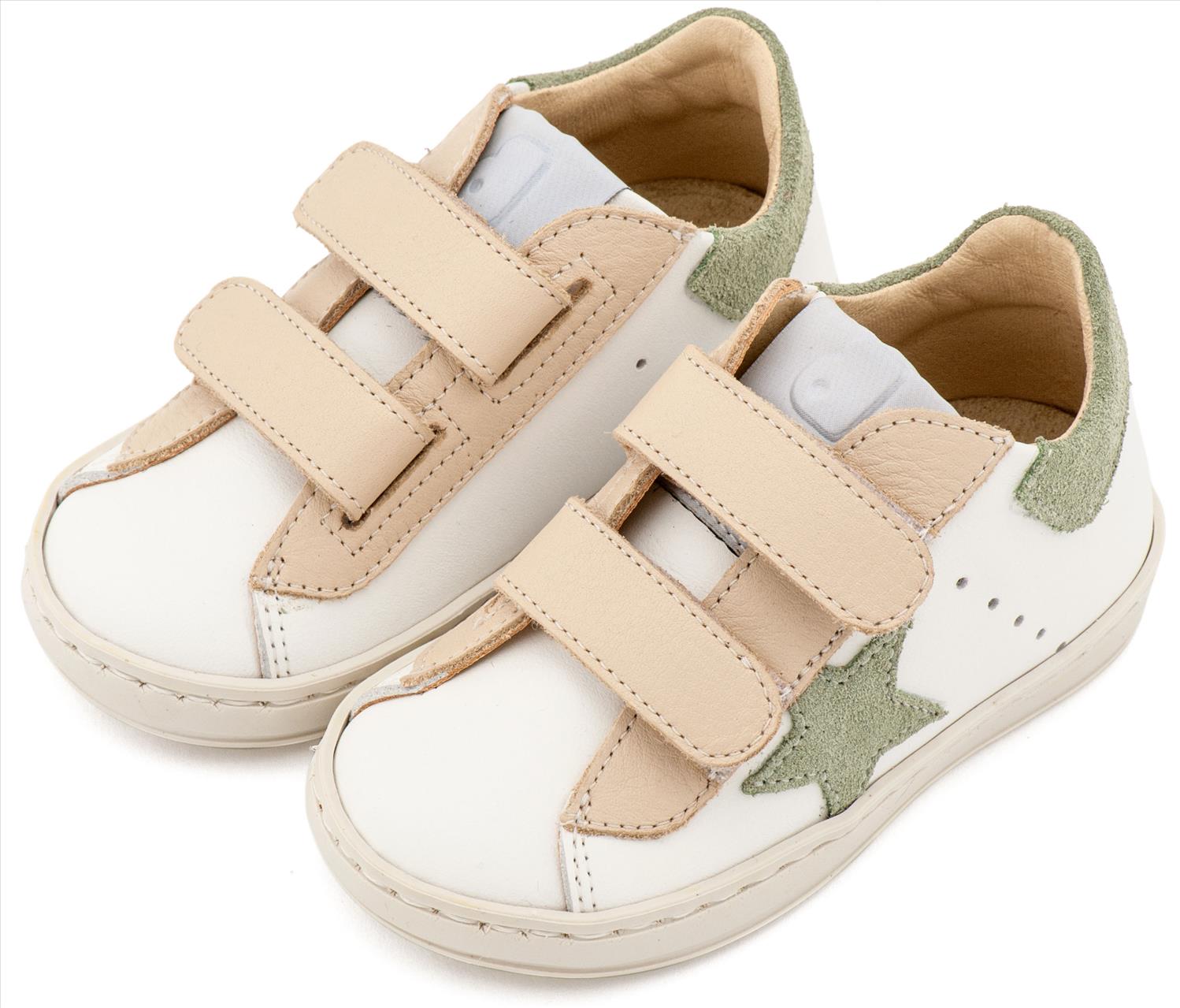 Τρίχρωμο Sneaker Διπλό Χρατς με Αστέρι στο Πλάι σε Λευκό Εκρού Μέντα Χρώμα - Image 3