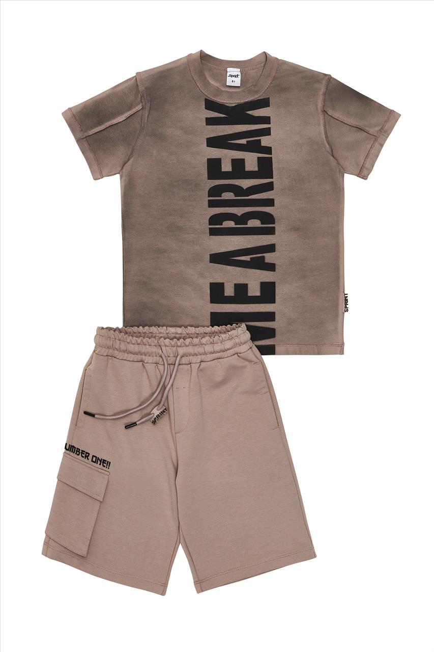 SET TSHIRT-SHORTS COTTON GREY BOY SPRINT S7-16