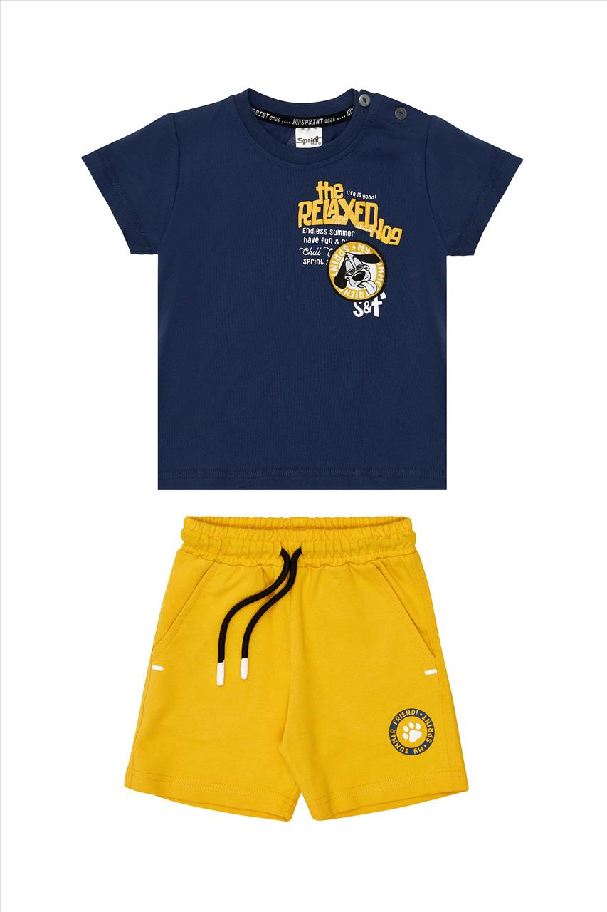 SET TSHIRT-SHORTS COTTON BLUE BABY BOY SPRINT S12M-6Y