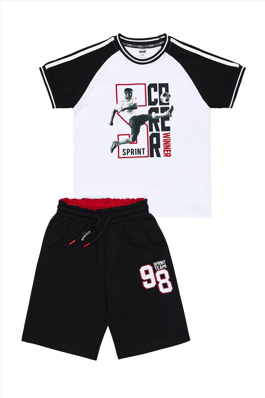 SET TSHIRT-SHORTS FOOTBALL COTTON 2CLS BOY SPRINT S7-16