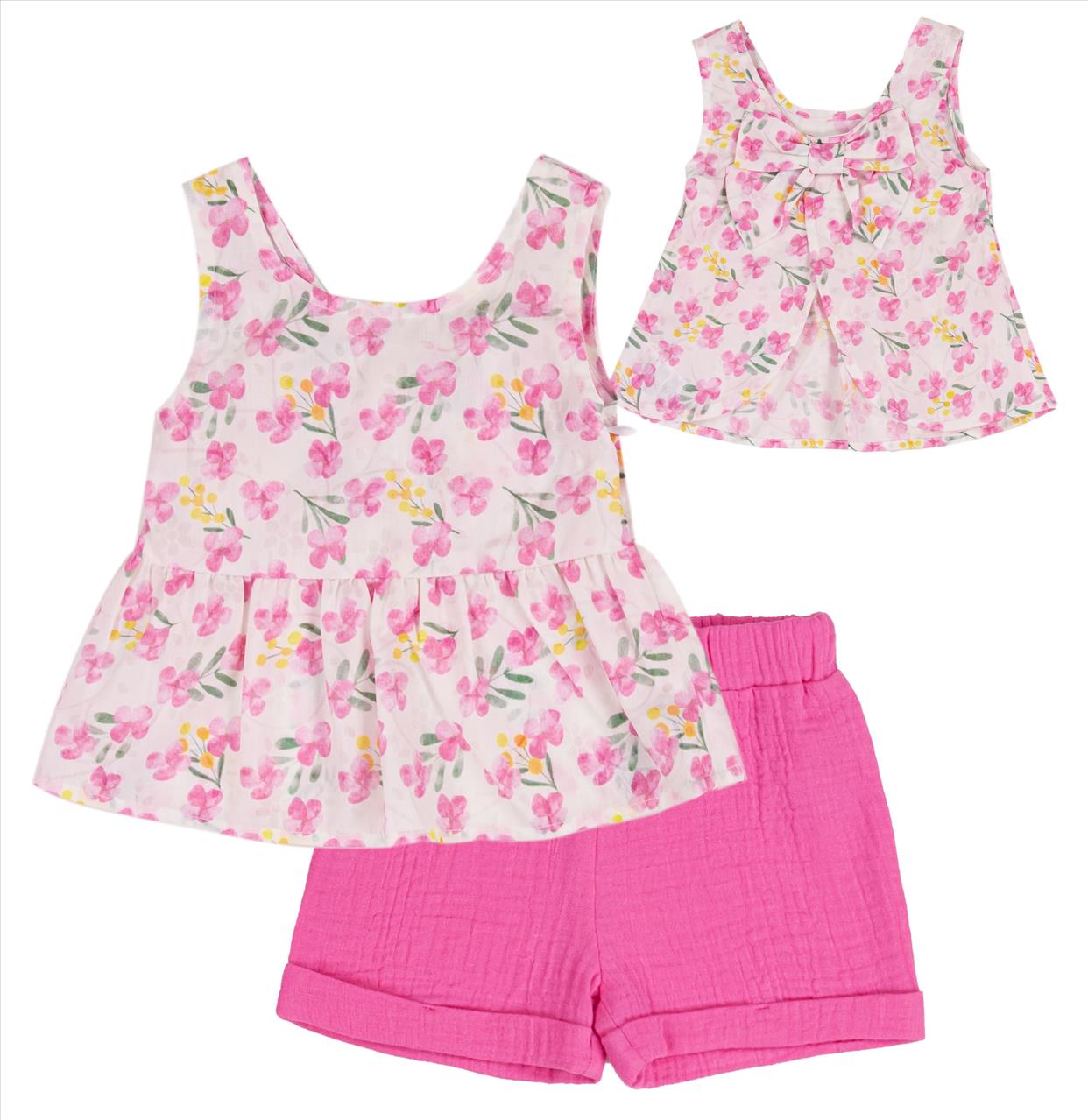 SET TOP-SHORTS FLORAL BABY GIRL E.M.C S6M-2Y