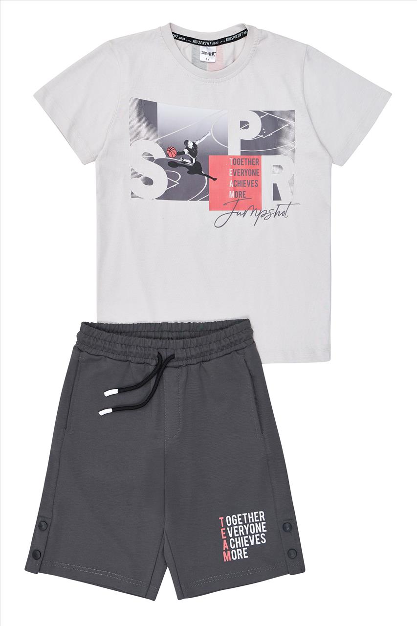 SET TSHIRT-SHORTS GREY BOY SPRINT S7-16
