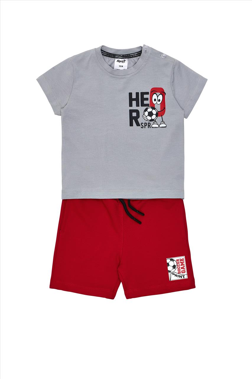 SET TSHIRT-SHORTS FOOTBALL GREY BOY SPRINT S12M-6Y