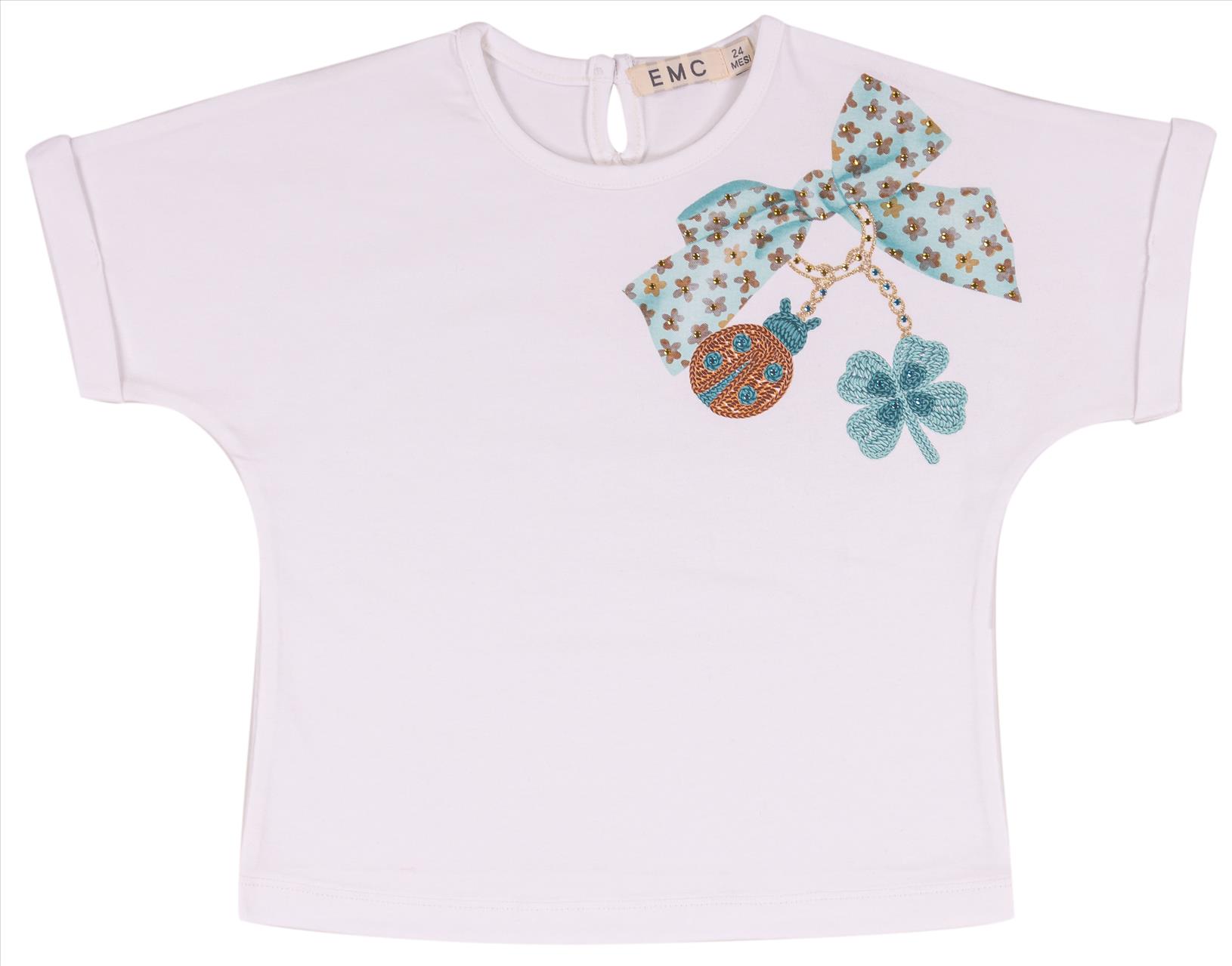 TSHIRT K/M COTTON WHITE GIRL E.M.C S3-8