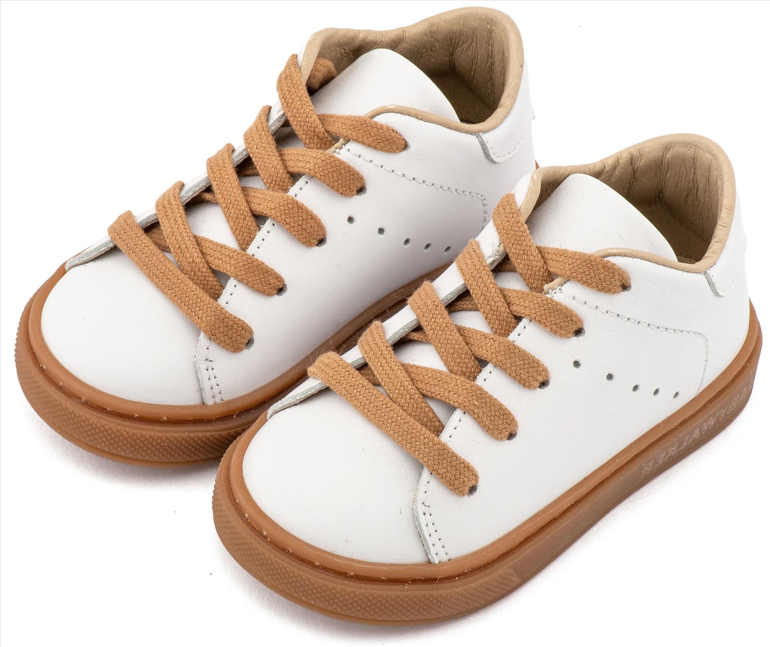 Δετό Δερμάτινο Sneaker από Δέρμα Νάπα σε Μπεζ Χρώμα με Κορδόνι Ταμπά - Image 3