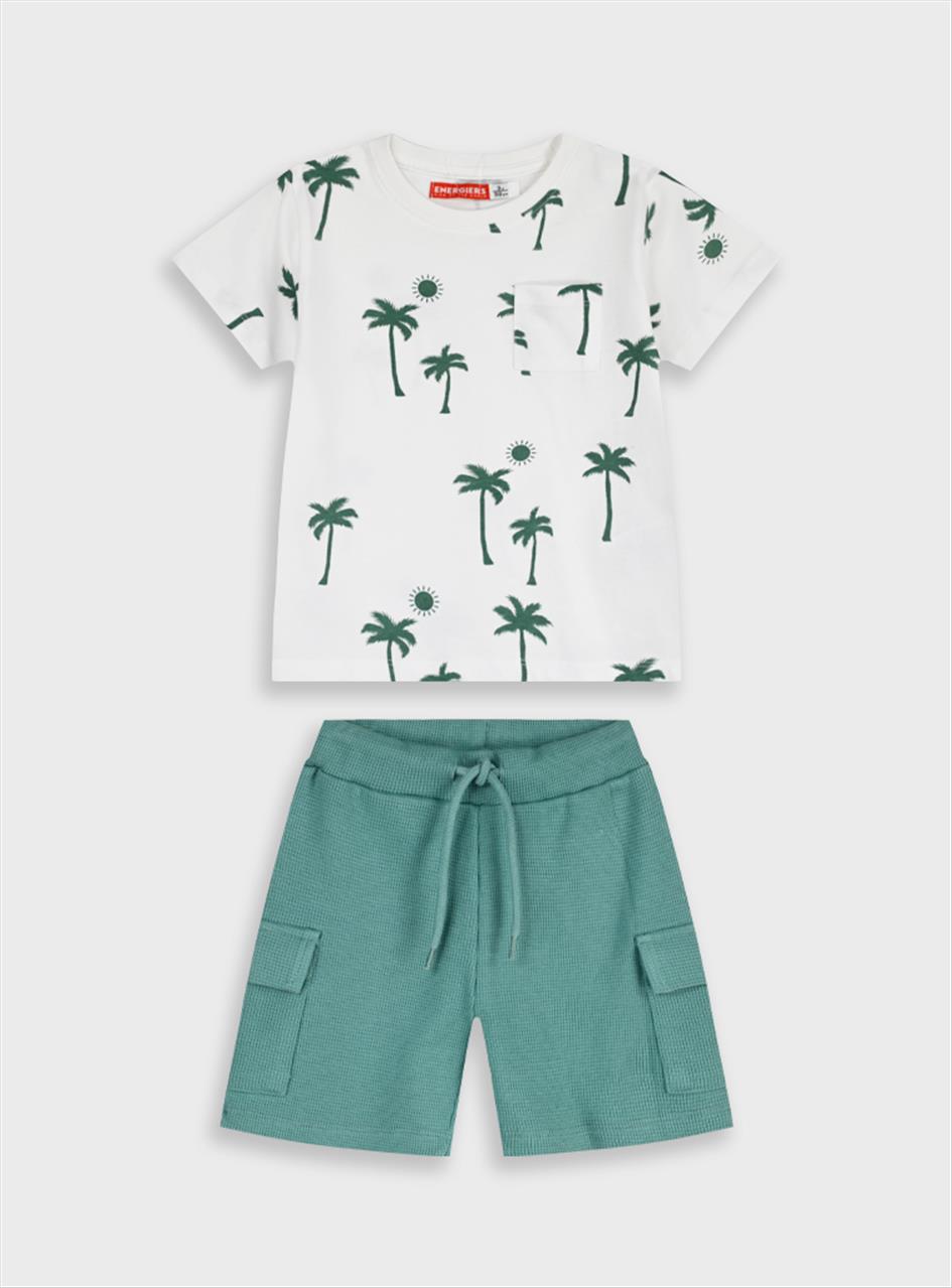 SET TSHIRT-SHORTS COTTON WHITE BOY ENERGIERS S12M-7Y