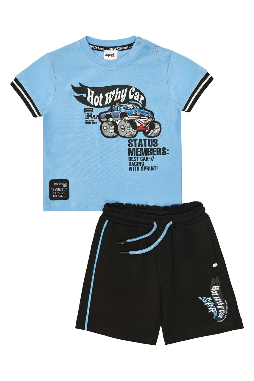 SET TSHIRT-SHORTS COTTON LIGHT BLUE BABY BOY SPRINT S12M-6Y