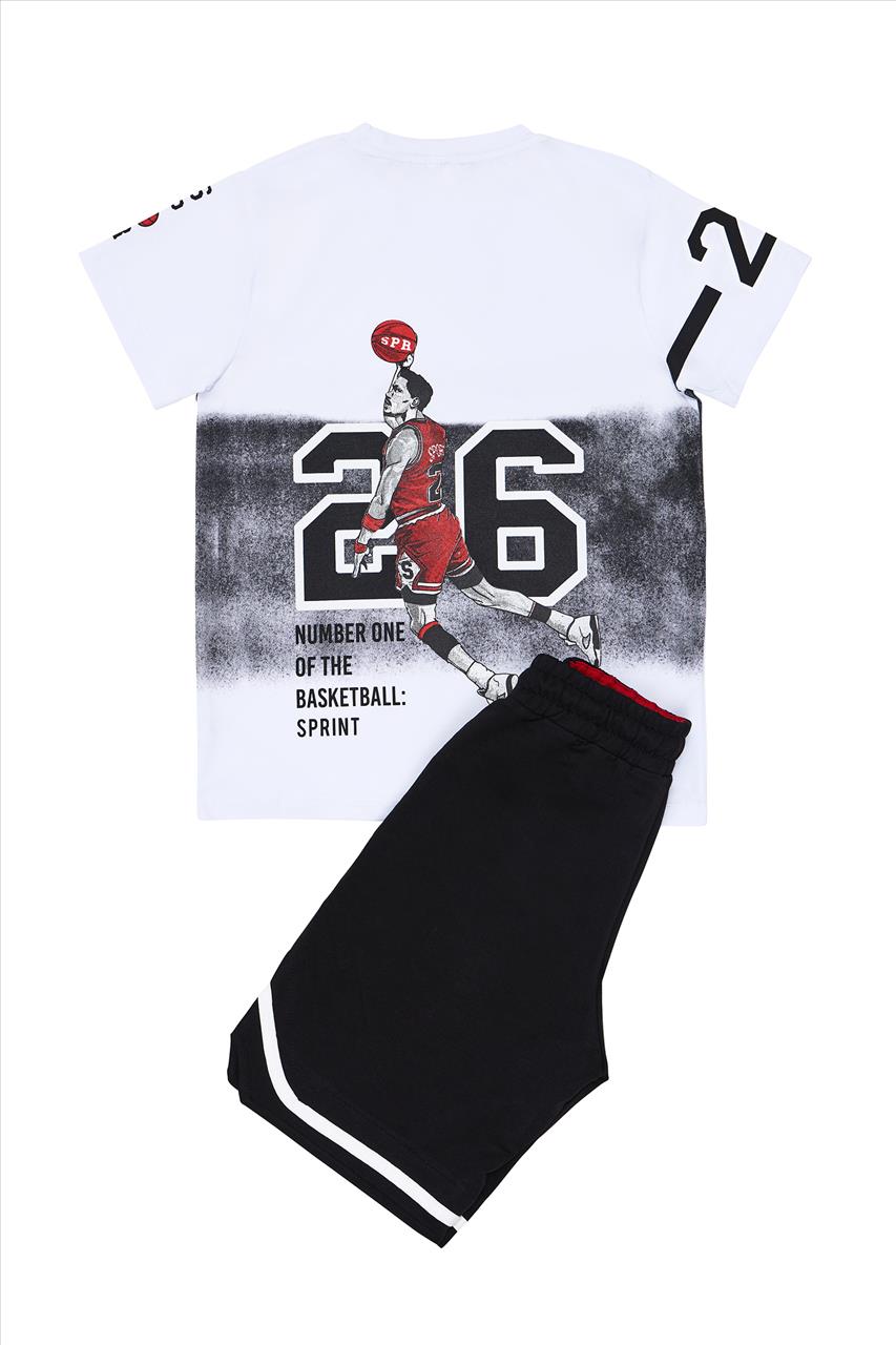 ΣΕΤ TSHIRT-SHORTS BASCET COTTON WHITE BOY SPRINT S7-16