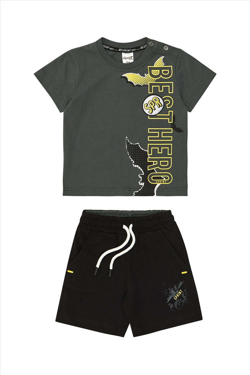 SET TSHIRT-SHORTS COTTON GREY BOY SPRINT S2-6