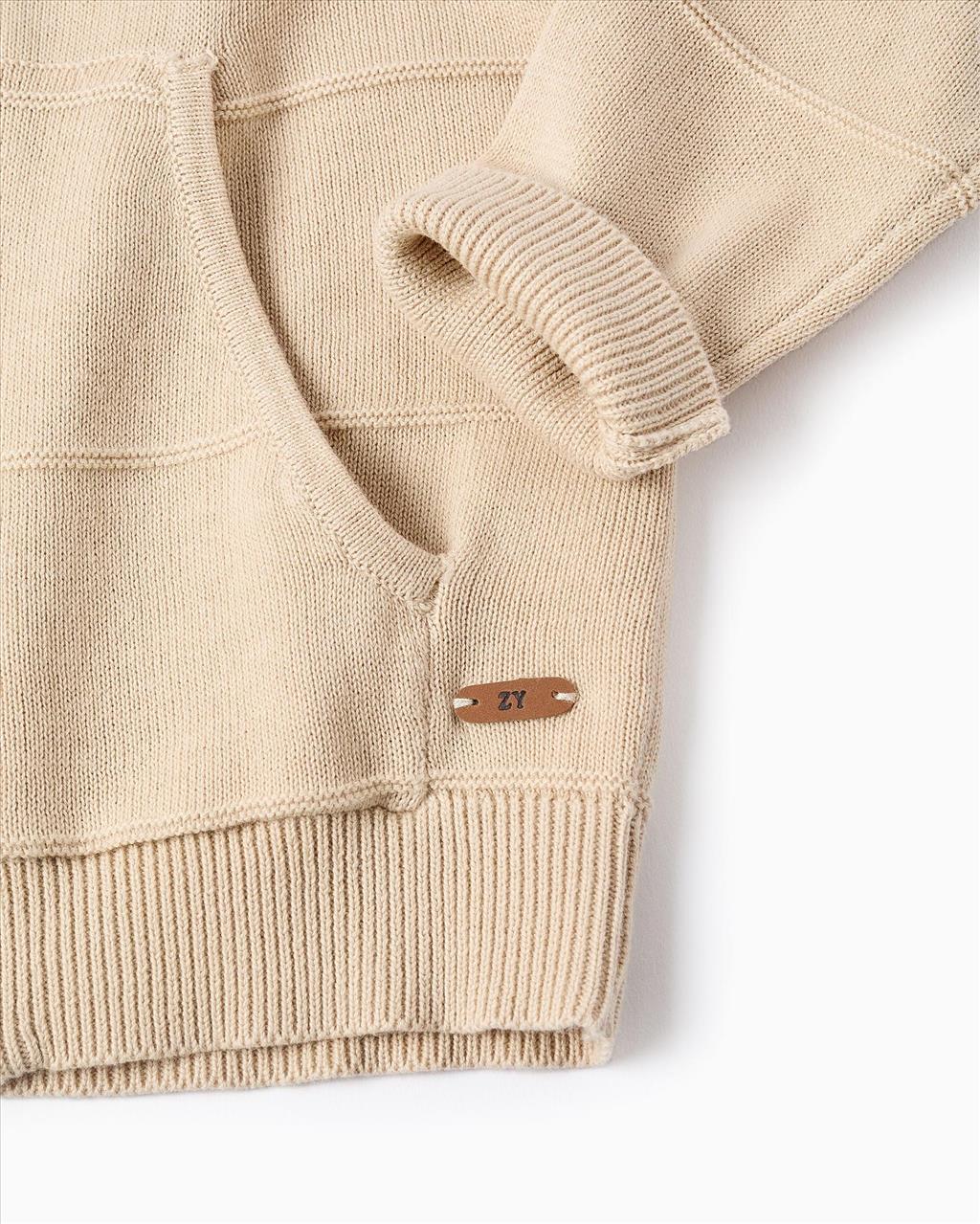 ΖΑΚΕΤΑ ΠΛΕΚΤΗ HOODIES BEIGE BABY BOY ZIPPY S6M-3Y - Image 4