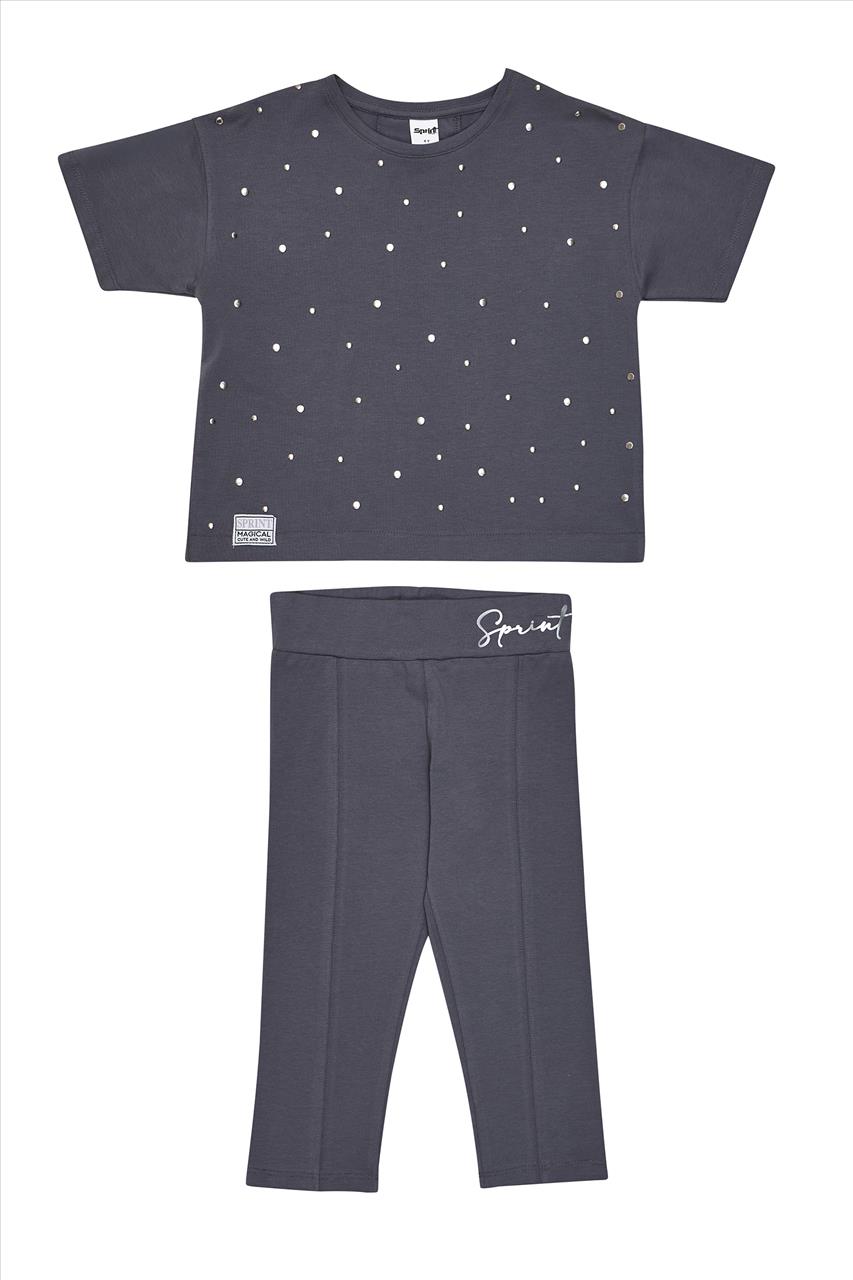 SET TSHIRT-LEGGINGS BIKER GREY GIRL SPRINT S7-16