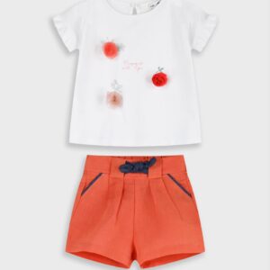 SET TSHIRT-SHORTS WHITE BABY GIRL ENERGIERS S6M-2Y