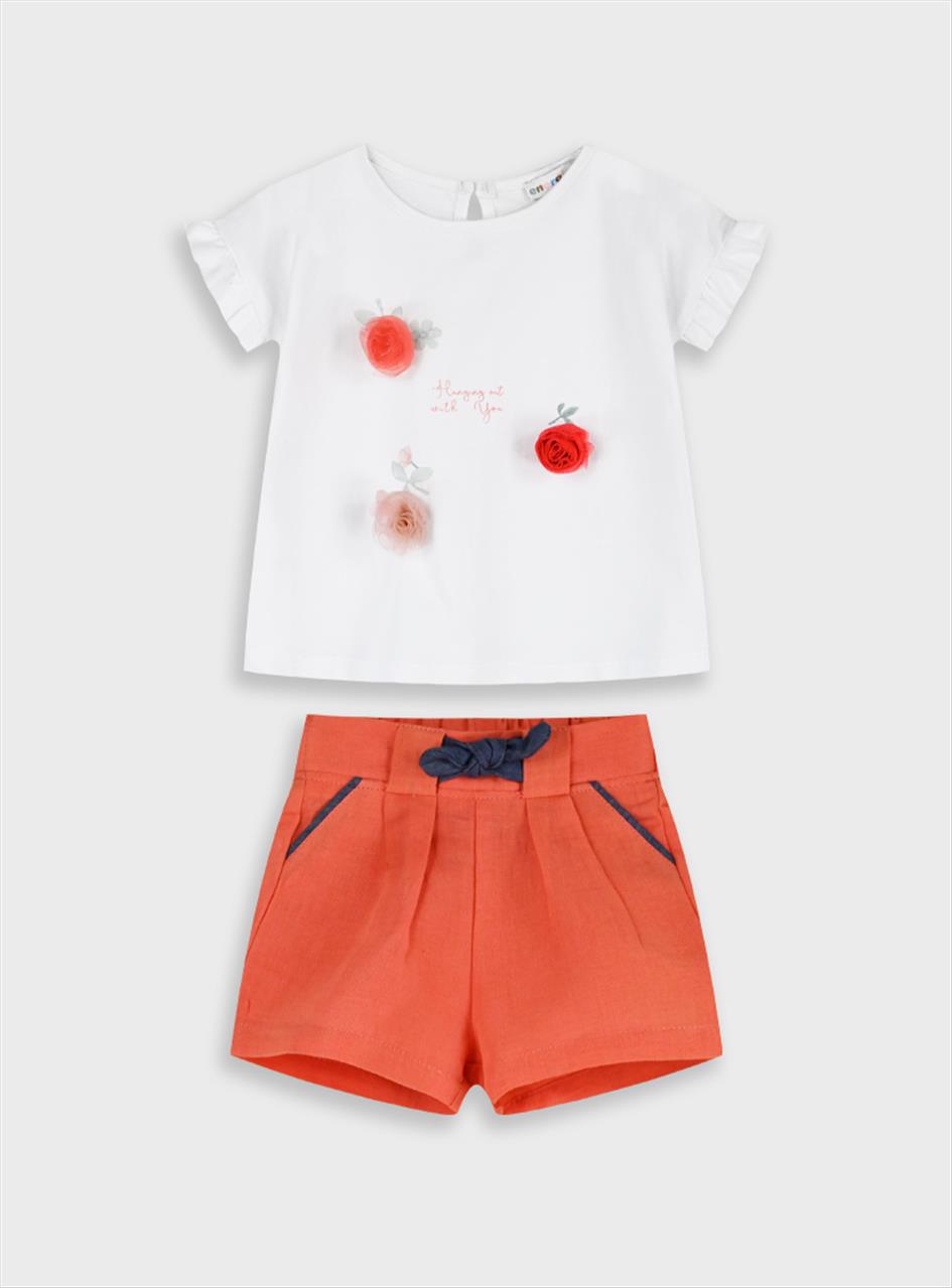 SET TSHIRT-SHORTS WHITE BABY GIRL ENERGIERS S6M-2Y