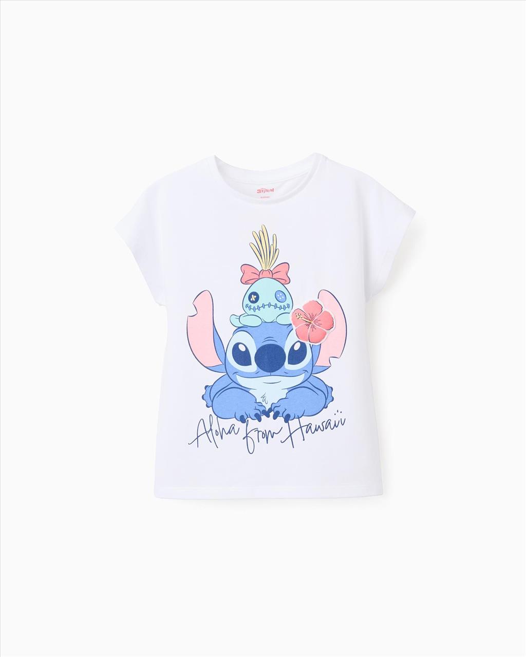 TSHIRT K/M *STITCH* WHITE GIRL ZIPPY S3-14