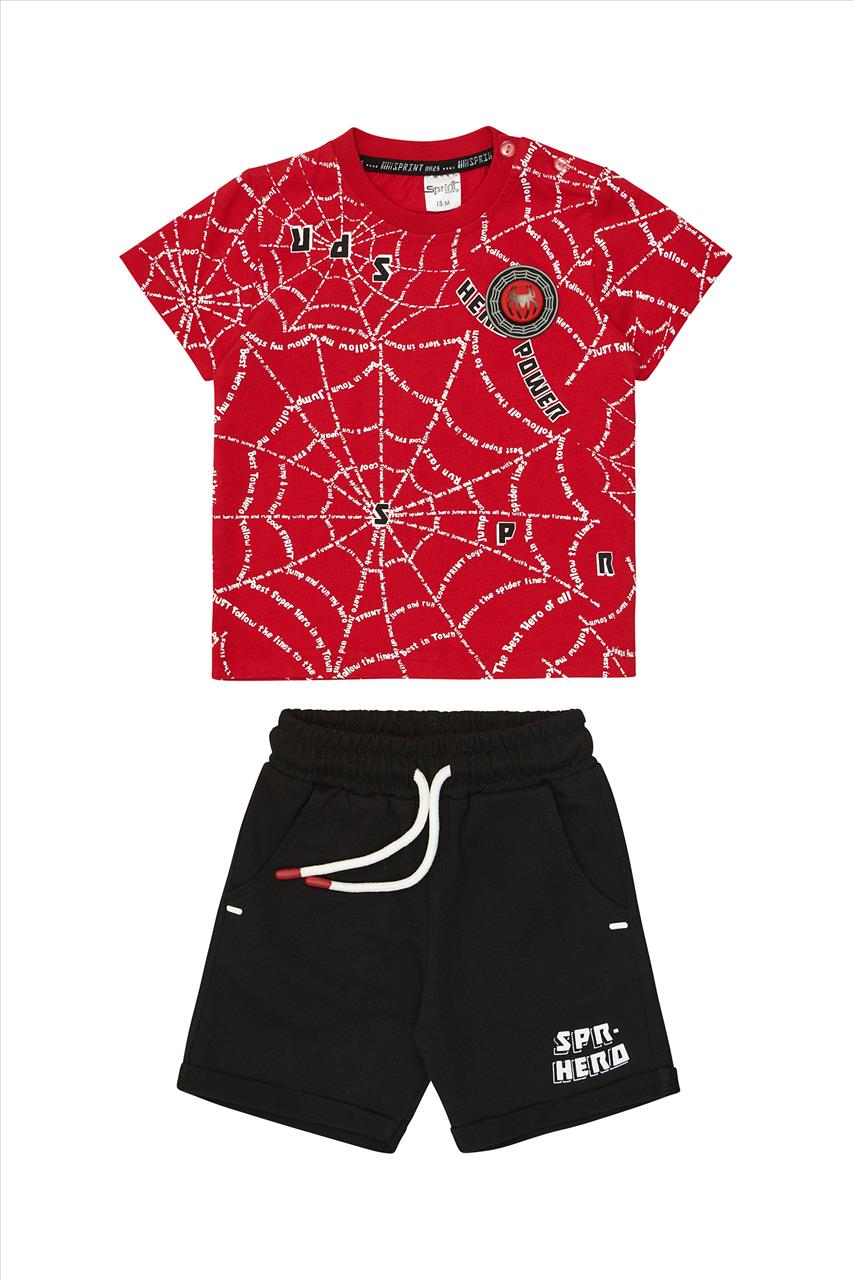 SET TSHIRT-SHORTS *SPIDERMAN* LIGHT ON RED BOY SPRINT S12M-6Y