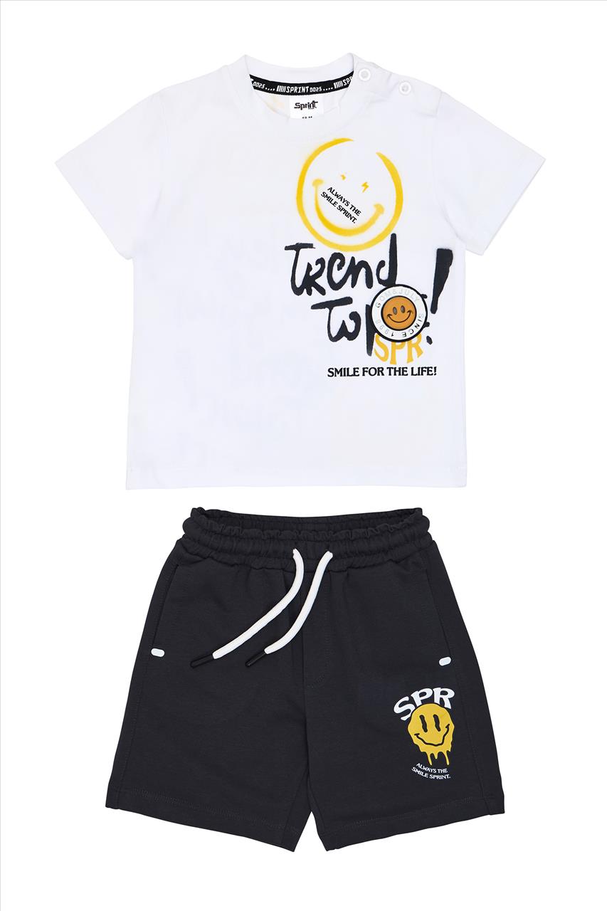 SET TSHIRT-SHORTS COTTON WHITE BOY SPRINT S2-6