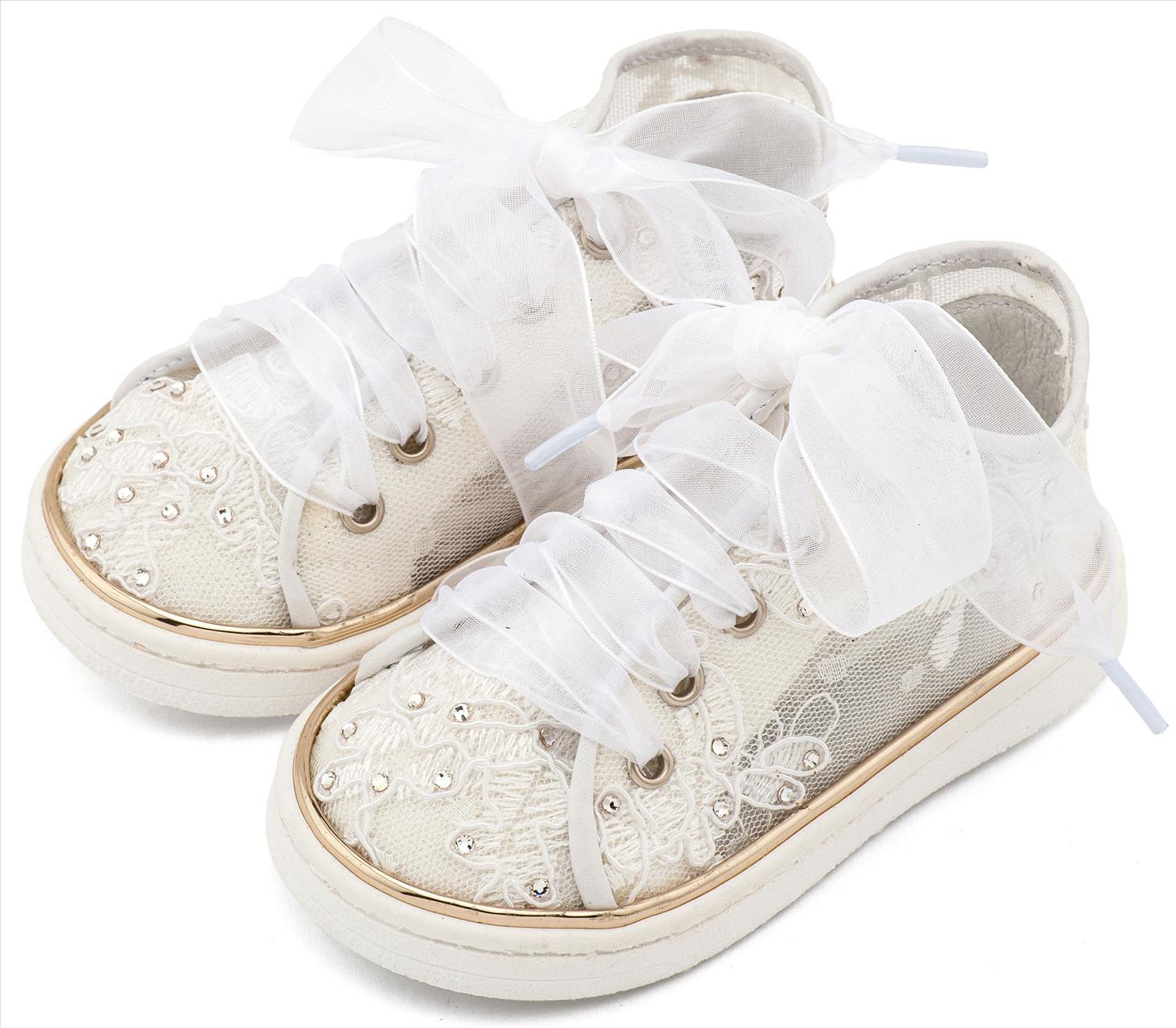 Sneaker απο Ύφασμα Φιλντιρέ Λουλούδια LU6129 Λευκό - Image 3