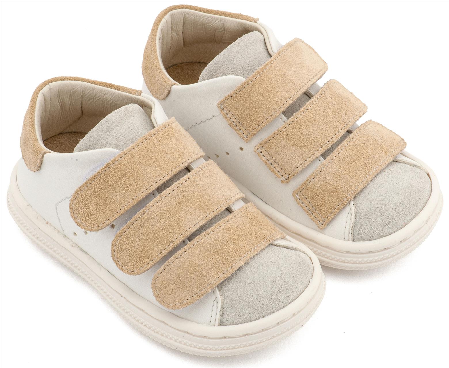 Σνίκερ με Τριπλή Μπαρέτα Χρατς BS3096 Λευκό Μπεζ