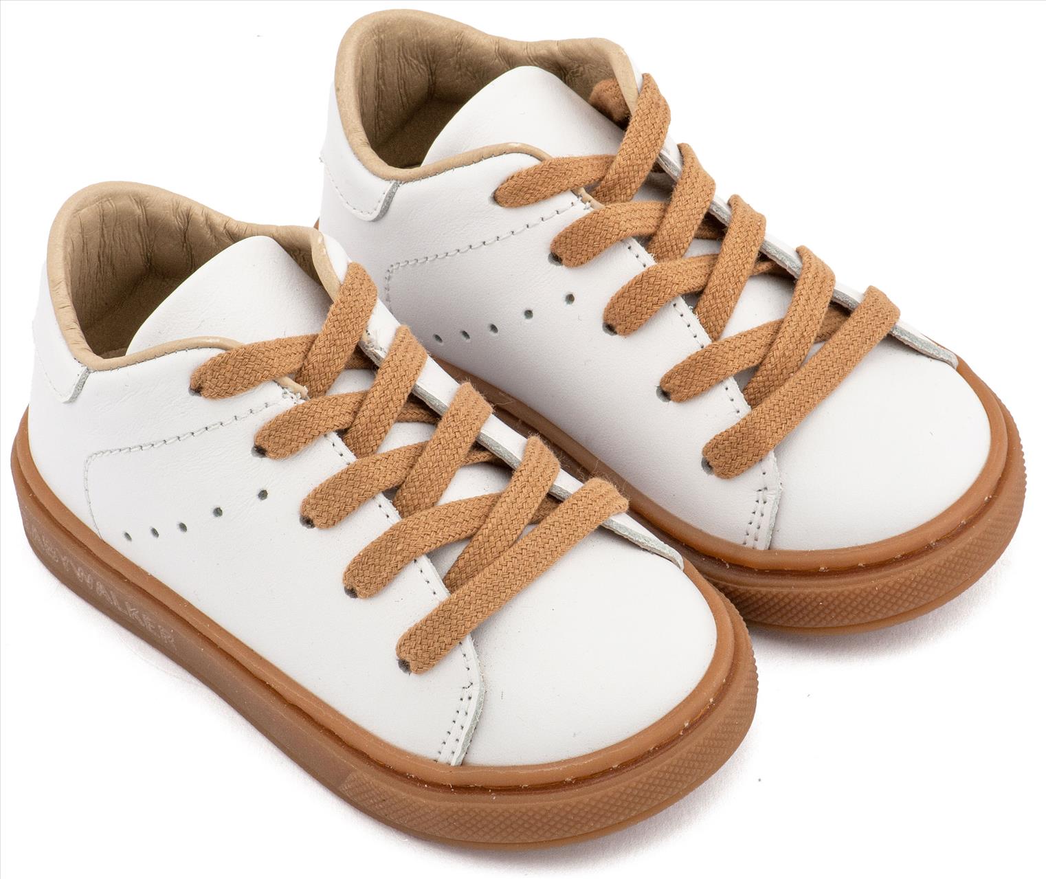 Δετό Δερμάτινο Sneaker  από Δέρμα Νάπα σε Μπεζ Χρώμα με Κορδόνι Ταμπά