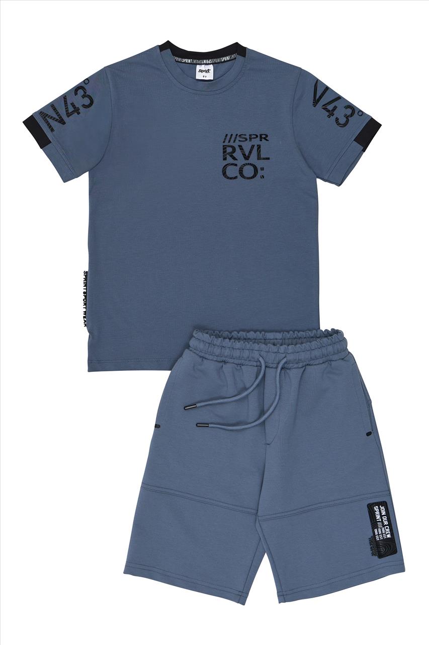 SET TSHIRT-SHORTS COTTON GREY BOY SPRINT S7-16