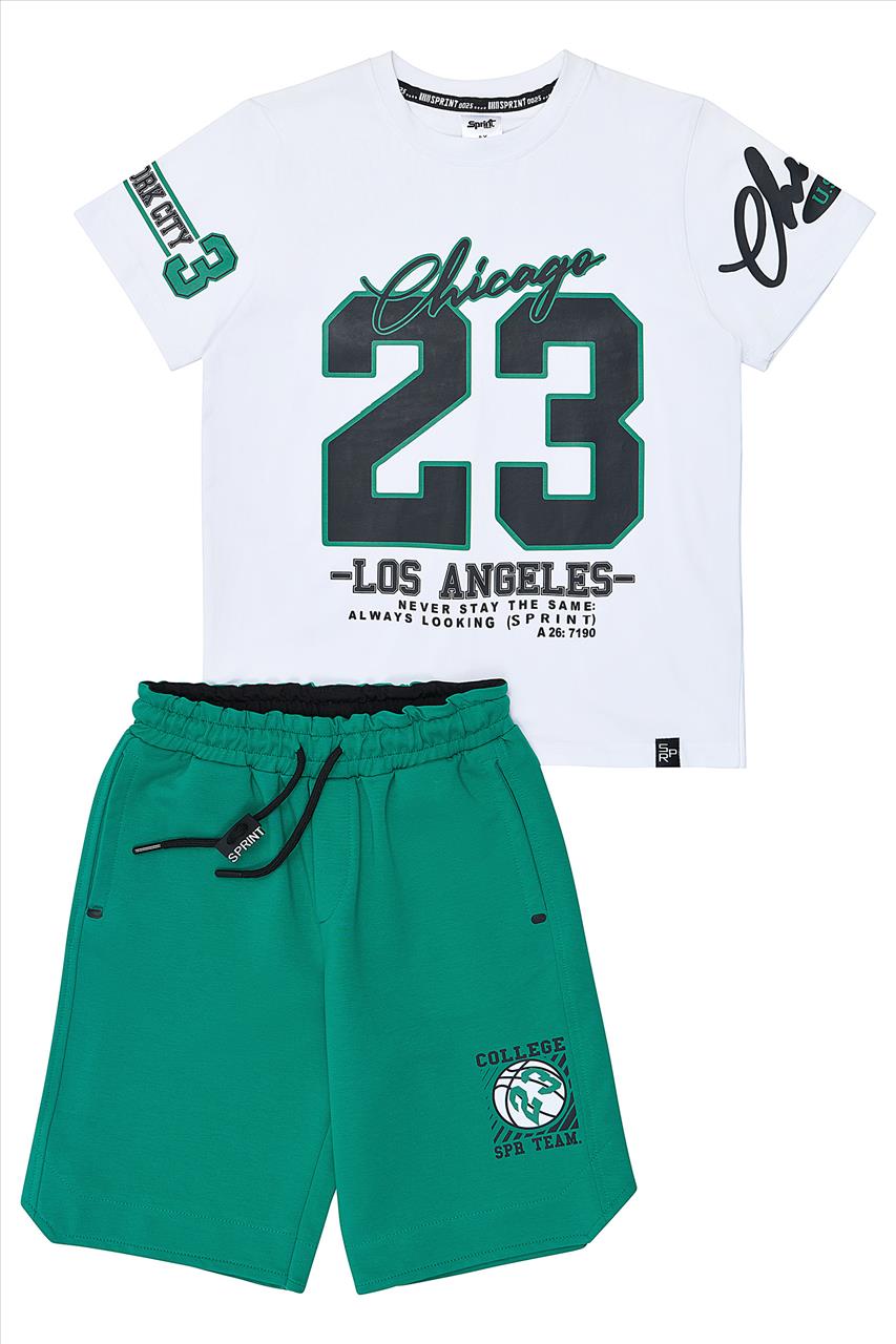 SET TSHIRT-SHORTS *23*COTTON WHITE BOY SPRINT S7-16