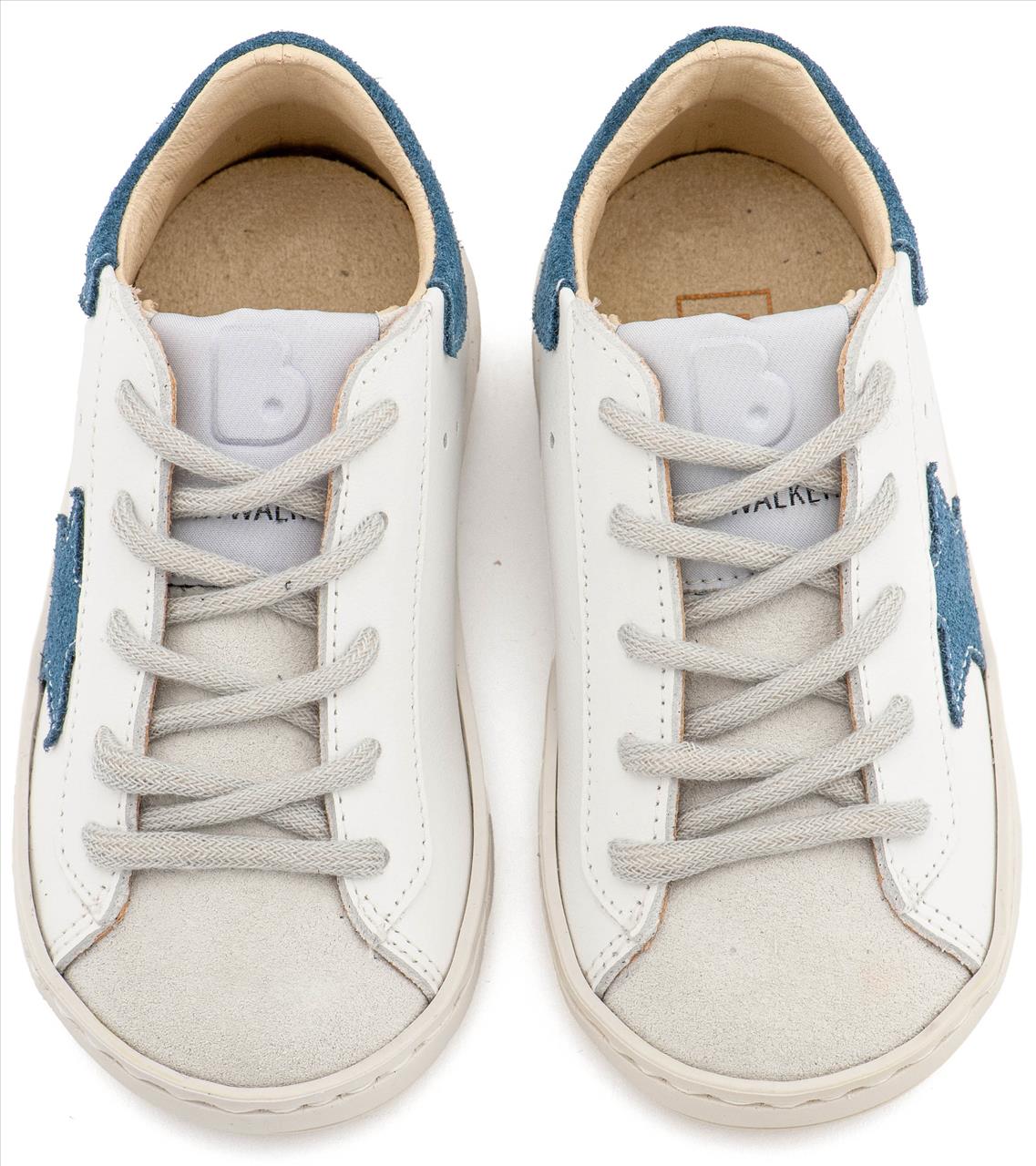 Τρίχρωμο Sneaker Δετό με Αστέρι στο Πλάι σε Λευκό Μπεζ Μέντα & Λευκό Μπλε Γκρι Χρώμα - Image 5