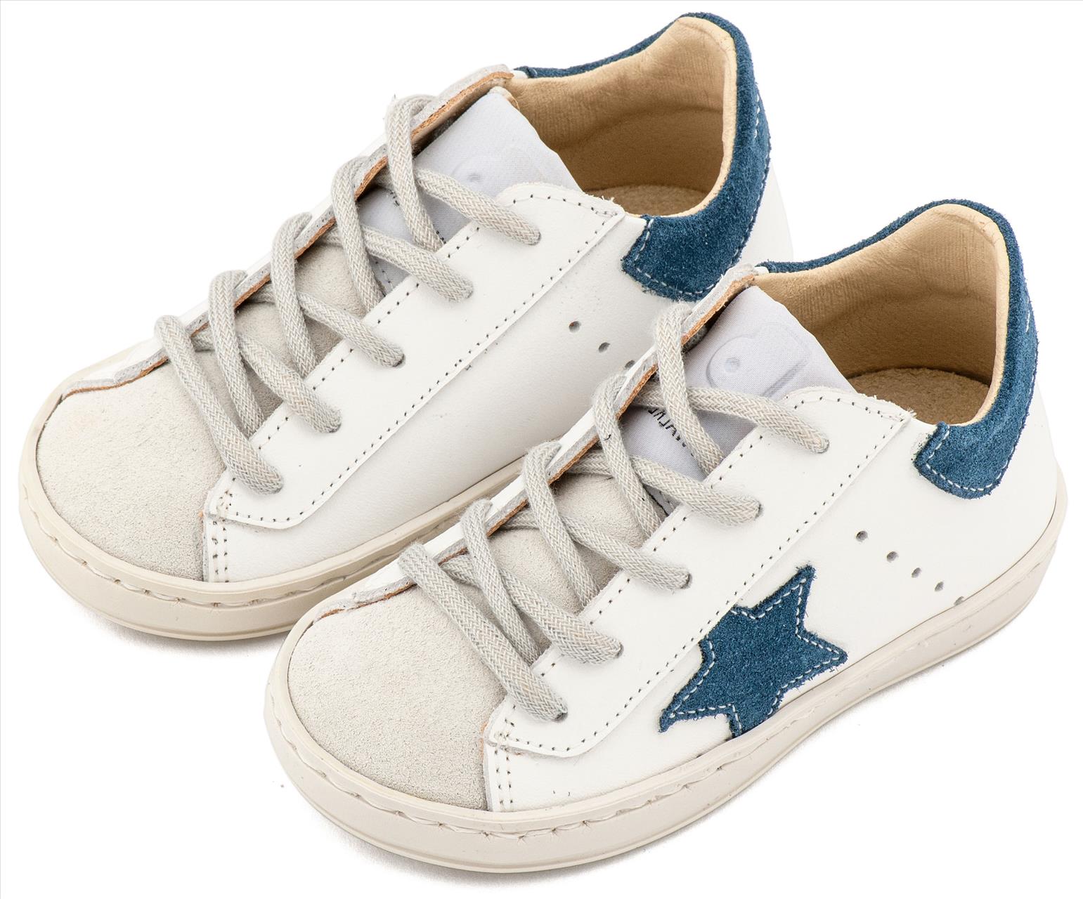 Τρίχρωμο Sneaker Δετό με Αστέρι στο Πλάι σε Λευκό Μπεζ Μέντα & Λευκό Μπλε Γκρι Χρώμα - Image 6
