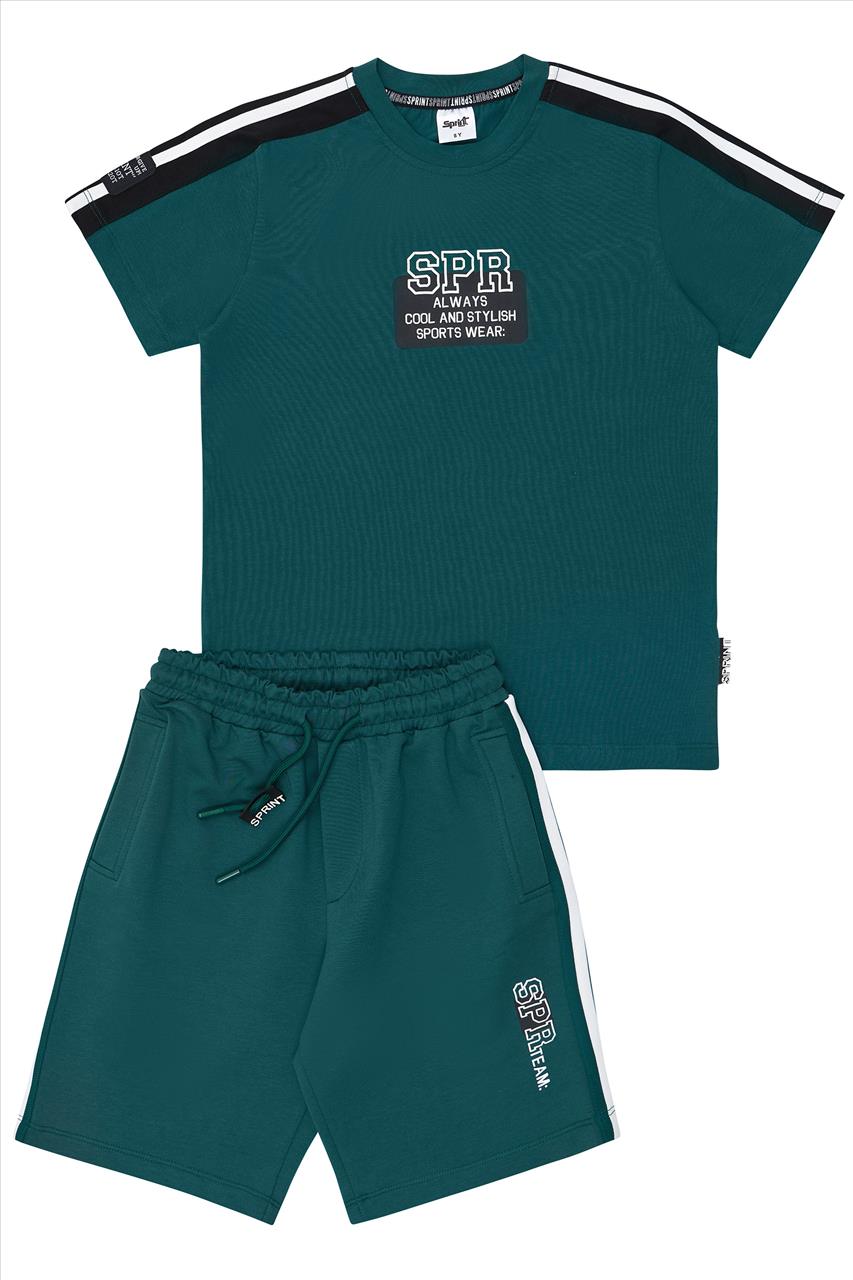 SET TSHIRT-SHORTS COTTON GREEN BOY SPRINT S7-16