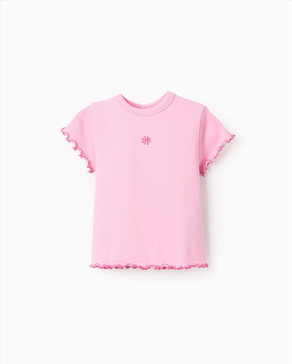TSHIRT K/M RIB PINK GIRL ZIPPY S3-14