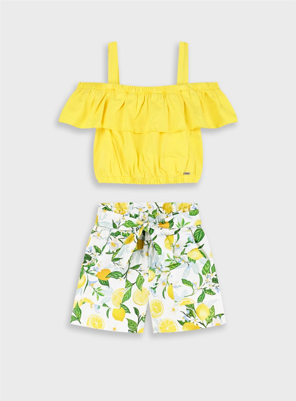 SET TOP-SHORTS COTTON YELLOW GIRL ENERGIERS S12M-7Y