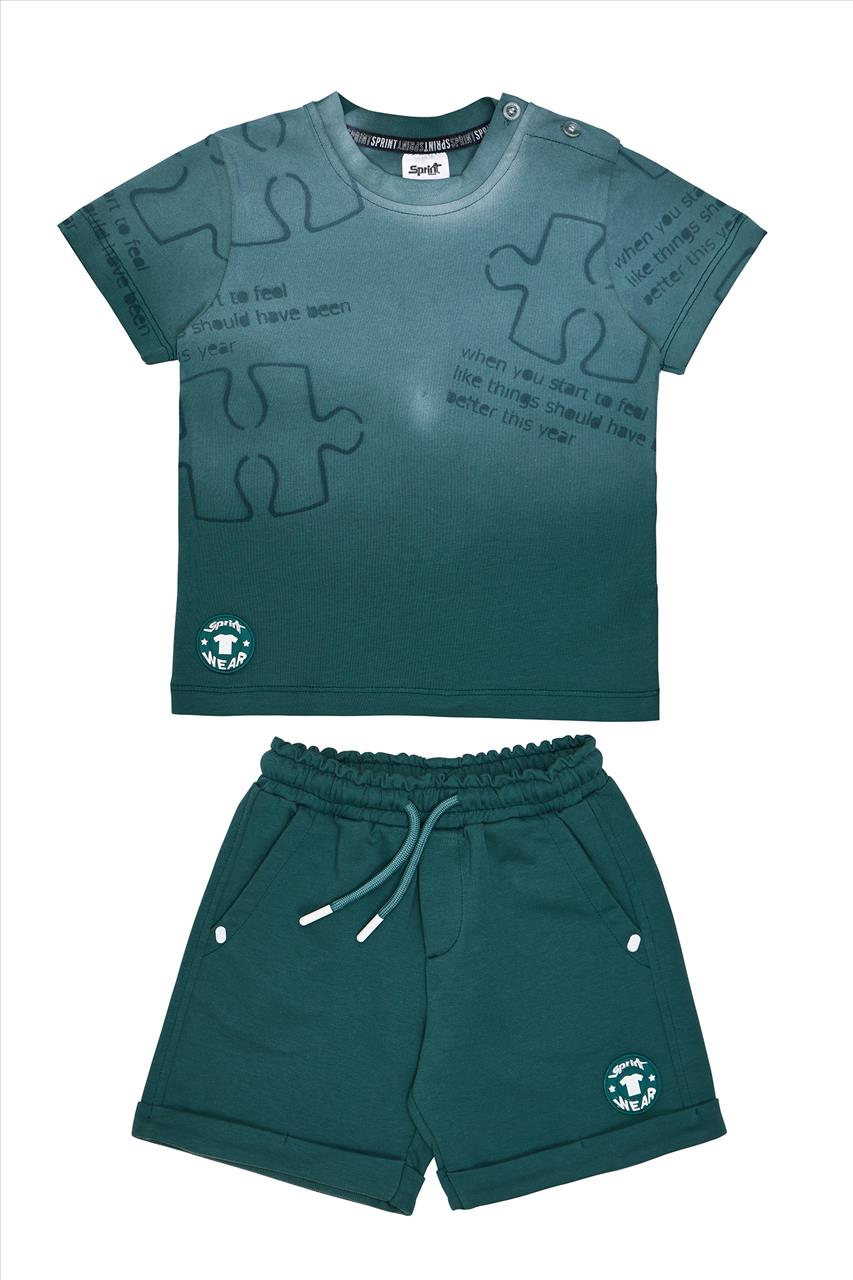 SET TSHIRT-SHORTS COTTON GREEN BOY SPRINT S2-6