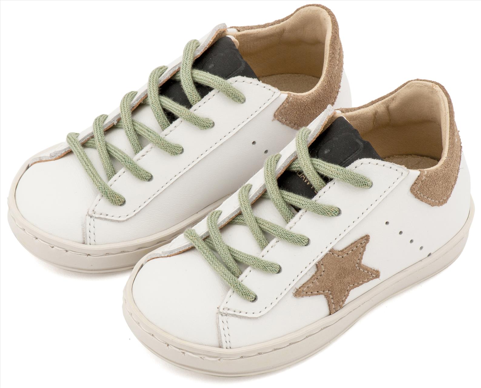 Τρίχρωμο Sneaker Δετό με Αστέρι στο Πλάι σε Λευκό Μπεζ Μέντα & Λευκό Μπλε Γκρι Χρώμα - Image 3