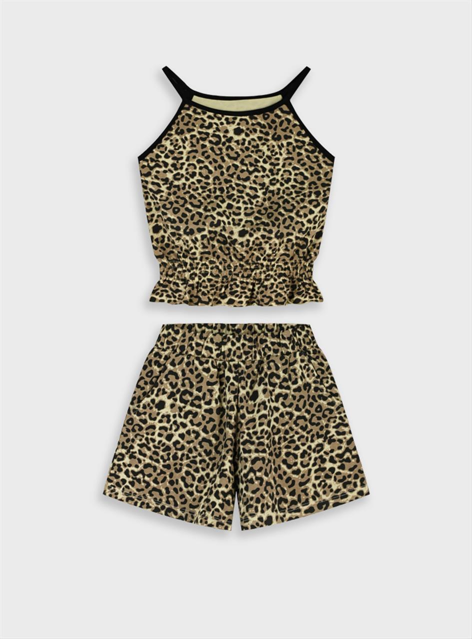 SET TOP-SHORTS COTTON ANIMAL PRINT GIRL ENERGIERS S6-16