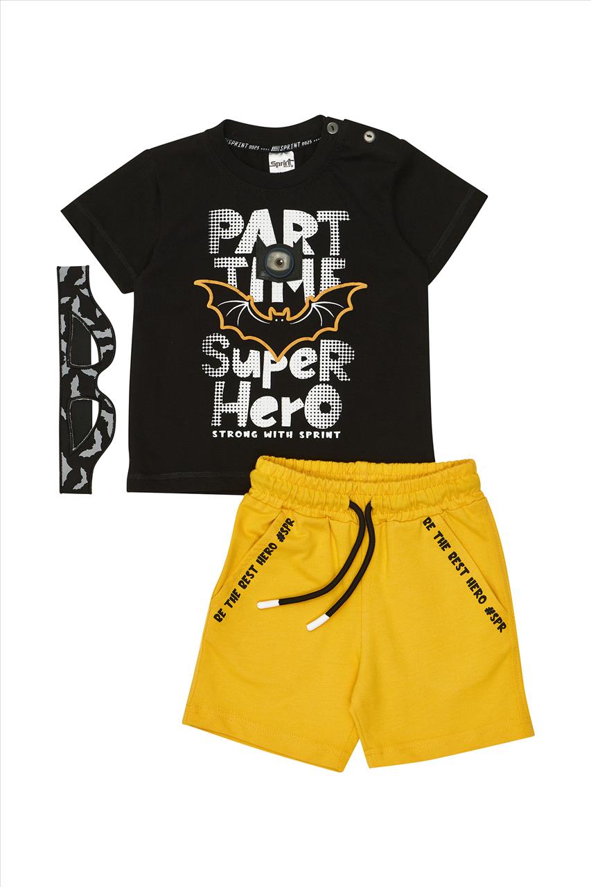 SET TSHIRT-SHORTS BLACK BOY SPRINT S2-6