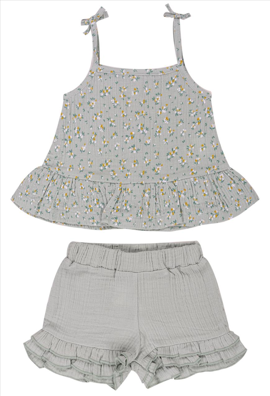 SET SHORTS-TOP FLORAL BABY GIRL E.M.C S6M-2Y