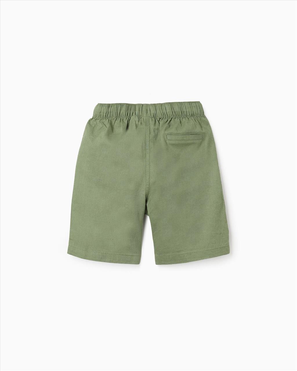 SHORTS LINEN GREEN BOY ZIPPY S3-12