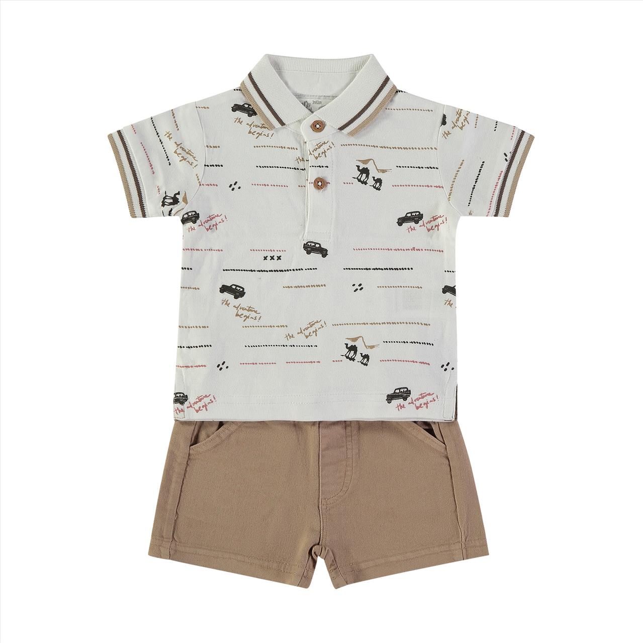SET TSHIRT POLO-SHORTS WHITE BOY BABYBOL S12M-8Y