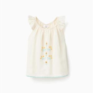 TOP LINEN COTTON IVORI BABY GIRL ZIPPY S6M-3Y