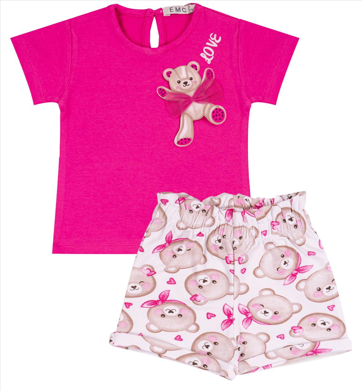 SET TSHIRT-SHORTS COTTON BABY GIRL E.M.C S6M-2Y
