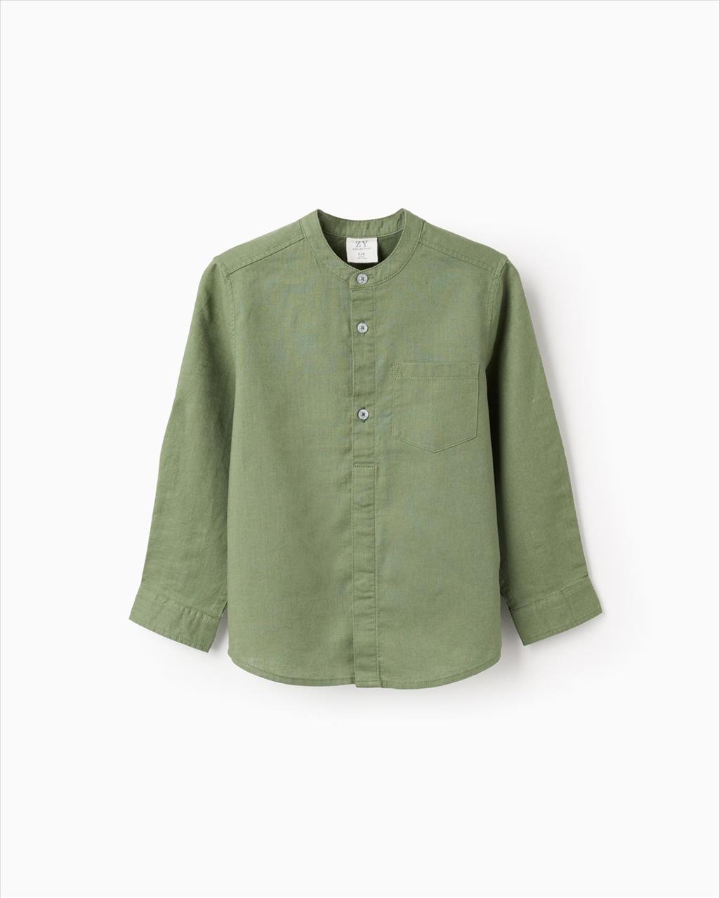 ΠΟΥΚΑΜΙΣΟ Μ/Μ ΜΑΟ LINEN GREEN BOY ZIPPY S3-14