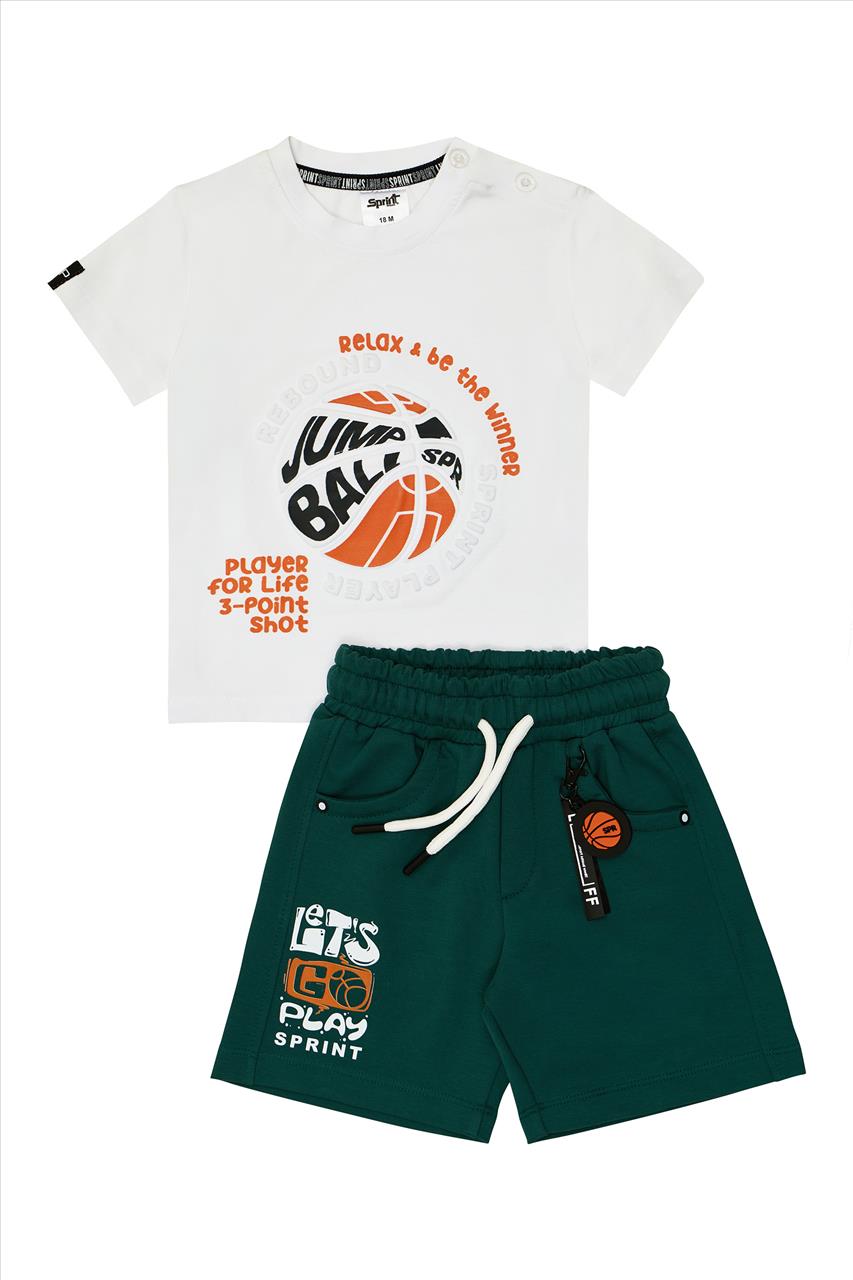 SET TSHIRT-SHORTS COTTON WHITE BOY SPRINT S2-6
